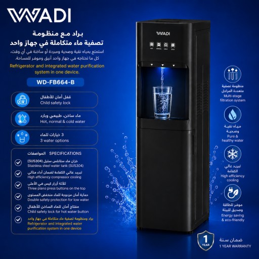براد ماء وادي WADI مع منظومة تصفية مياه متكاملة WADI Water Dispenser with Integrated Water Filtration System