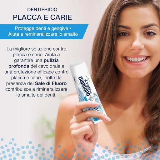 معجون أسنان باستا ديل كابيتانو للحماية من التسوس - 100 مل Pasta Del Capitano Plaque and Caries Protection Toothpaste - 100ml