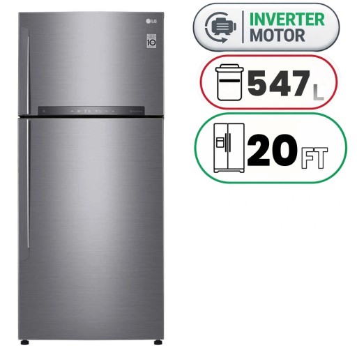 ثلاجة بابين كبيرة LG انفرتر 547 L 19.5 Ft – فضي بلاتيني LG GNM-732HLI Large Double Door Refrigerator - 547 L - 19.5 Ft - Inverter - Platinum Silver