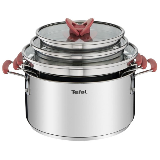 طقم قدور تيفال أوبتي سبيس ٣ قطع مع أغطية Tefal Opti'Space 3 Pieces Cookware Set with Lids