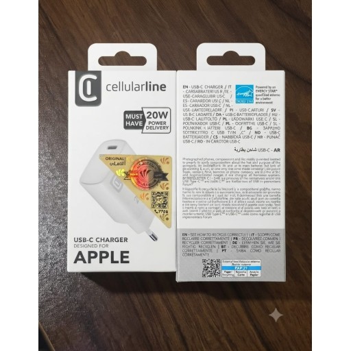 شاحن حائط سيللارلاين بقوة 20 واط Cellularline MUST 20W Power Delivery