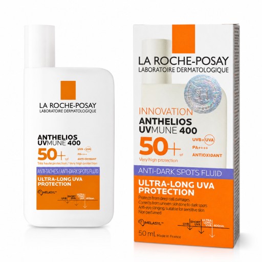 لاروش بوزيه أنثيليوس UVMune 400 فلويد واقي شمس مضاد للبقع SPF 50+ – 50 مل La Roche-Posay Anthelios UVMune 400 Anti-Dark Spots Fluid SPF 50+ – 50ml