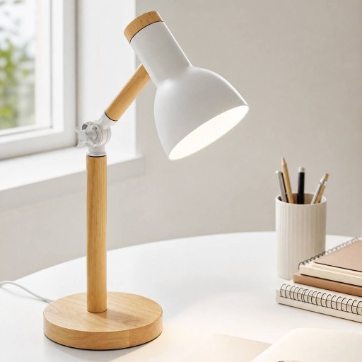 تيبل لامب بقاعدة خشبية مفصلي Table lamp with a hinged wooden base