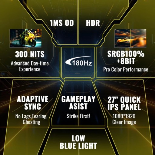 شاشة الألعاب Minifire MFG27F2 قياس 27 بوصة بدقة FHD ولوحة IPS مسطحة وتردد 180Hz - أسود Minifire MFG27F2 27 Inch FHD IPS Flat Gaming Monitor - 180Hz - Black