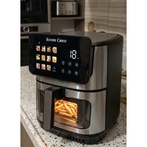 قلاية هوائية سلفر كريست الاصليك الالمانية 12,5Lشاشة ايباد دبل هيتر ضمان سنه Silver Crest Original German Air Fryer 12.5L with iPad Screen and Double Heater