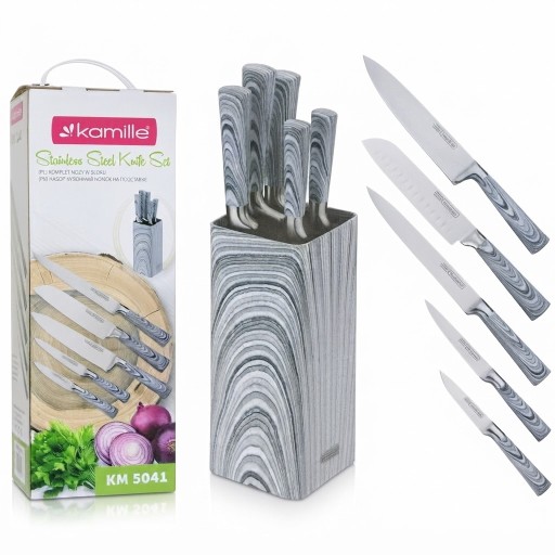 طقم سكاكين مطبخ كاميل 6 قطع مع حامل Camil 6-Piece Kitchen Knife Set with Stand