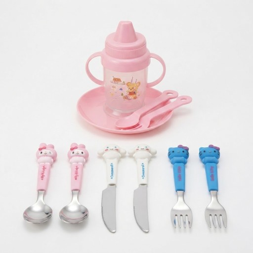 طقم طعام الأطفال وملاعق الشخصيات الكرتونية Children's dining set and cartoon character spoons