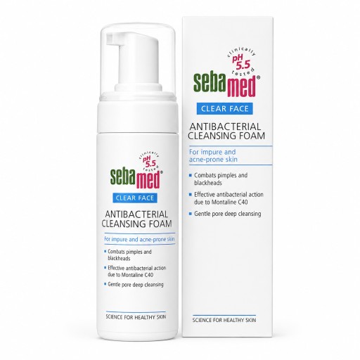 سيباميد كلير فيس رغوة تنظيف مضادة للبكتيريا 150 مل Sebamed Clear Face Antibacterial Cleansing Foam 150 ml