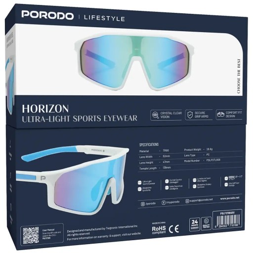 نظارة رياضية بورودو Lifestyle Horizon خفيفة الوزن حماية UV - أزرق Porodo Lifestyle Horizon Ultra Light Sports Eyewear UV Protection Blue