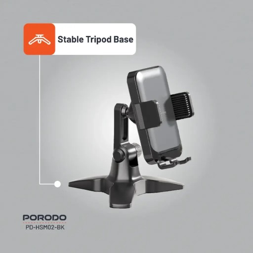 / حامل هاتف مكتبي متعدد الزوايا من بورودو لهواتف بحجم 4.7 انش حتى 7 انش - اسود Porodo Universal Adjustable 4.7" to 7" Phone Stand – Black