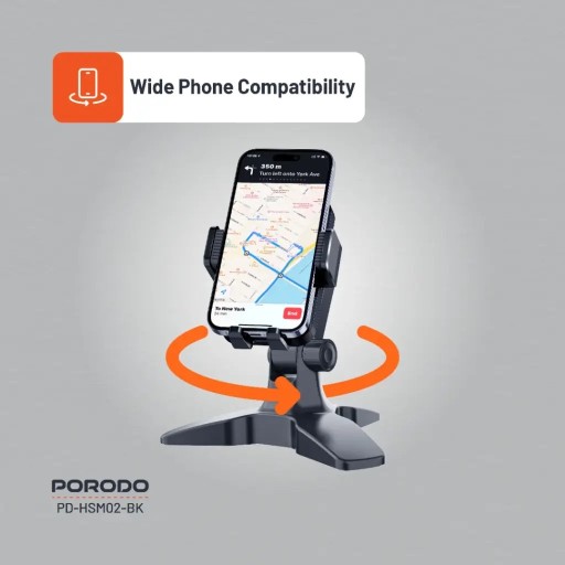 / حامل هاتف مكتبي متعدد الزوايا من بورودو لهواتف بحجم 4.7 انش حتى 7 انش - اسود Porodo Universal Adjustable 4.7" to 7" Phone Stand – Black