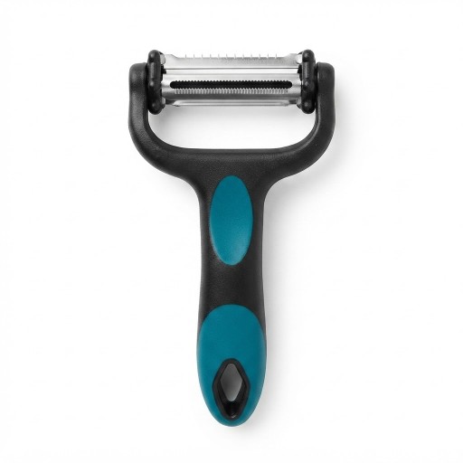 مقشرة تينس ثلاثية الوظائف لتجهيز الخضروات بسهولة Tines 3-in-1 peeler for easy vegetable preparation.