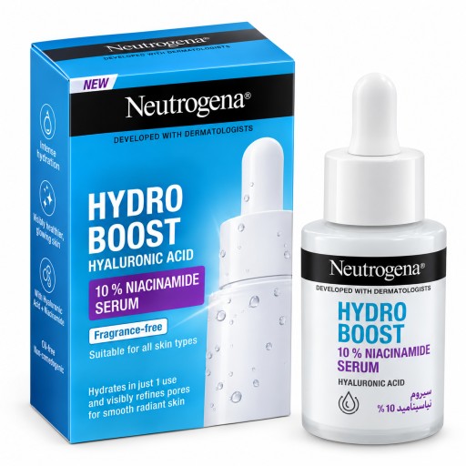 نيتروجينا هيدرو بوست+ سيروم نياسيناميد 10% وحمض الهيالورونيك – 30 مل Neutrogena Hydro Boost+ 10% Niacinamide Serum – 30 ml
