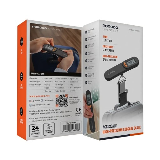 Porodo Lifestyle Accuscale High-Precision Digital Luggage Scale 50kg Max Porodo Lifestyle Accuscale High-Precision Digital Luggage Scale 50kg Max