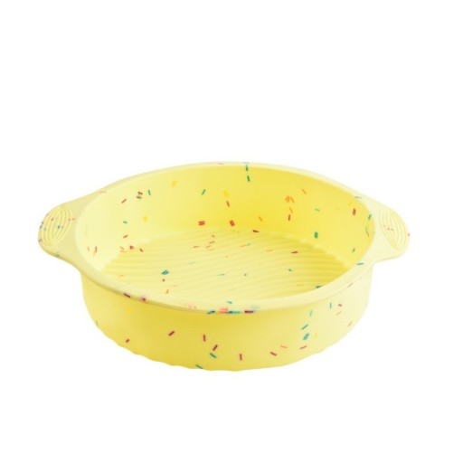 قالب كيك اصفر فاتح سيليكون احترافي غير لاصق للخبز Professional non-stick light yellow silicone cake baking mold