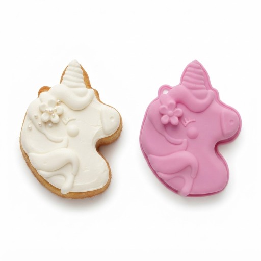 قالب وحيد القرن لخبز حلويات ساحرة للأطفال Unicorn mold for baking magical treats for children.