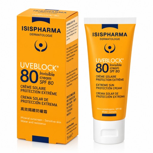كريم إيزيس فارما يوفي بلوك واقي شمس غير مرئي SPF 80 – 40 مل ISISPHARMA Uveblock SPF 80 Invisible Sunscreen Cream – 40 ml