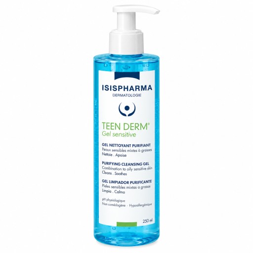 جل إيزيس فارما تين ديرم سينسيتيف لتنظيف البشرة الحساسة – 250 مل ISISPHARMA Teen Derm Gel Sensitive Purifying Cleansing Gel – 250 ml