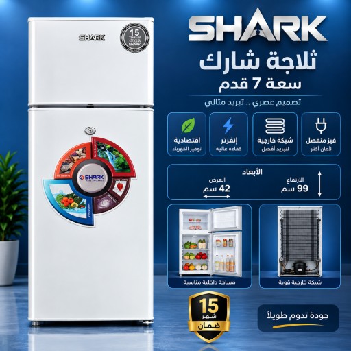 ثلاجة شارك 7 قدم بابين | IN SHARK 7 FT Double Door Refrigerator