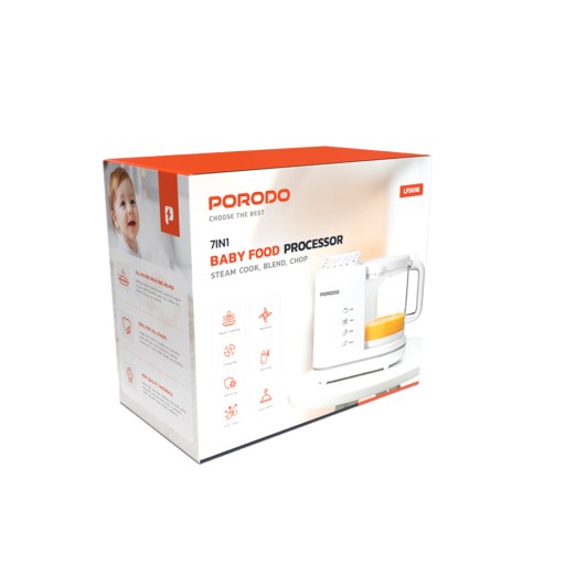 محضر طعام الأطفال بورودو 7 في 1 - أبيض Porodo 7 In 1 Baby Food Processor - White