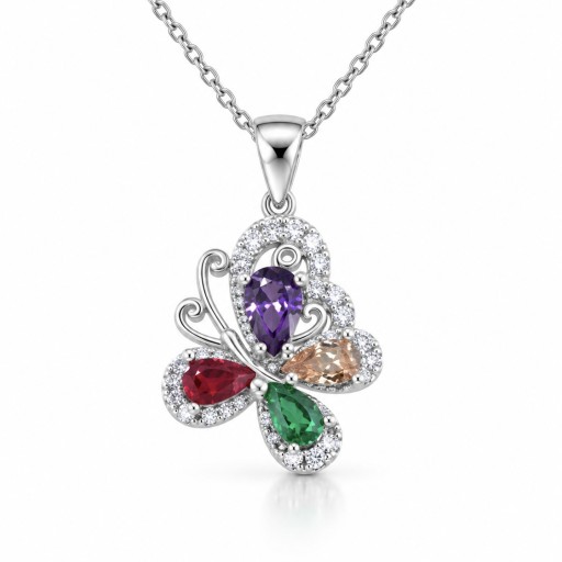 قلادة فراشة الأحجار الملكية Royal Gemstone Butterfly Necklace