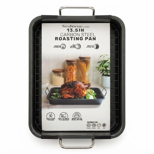 صينية شوي 34.29 سم Sedona Kitchen مع شبك 0811625032396 Sedona Kitchen 34.29 cm Roasting Pan with Rack (0811625032396)