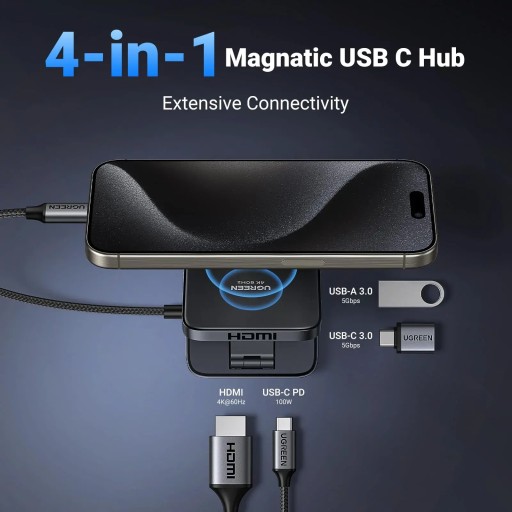 يوغرين Ugreen CM801 4-in-1 Magnetic usb-c Hub