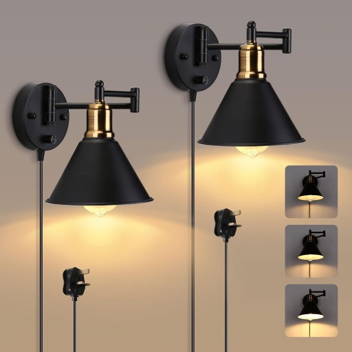 مصباح جداري صناعي (براكيت جداري) set of matte black and gold