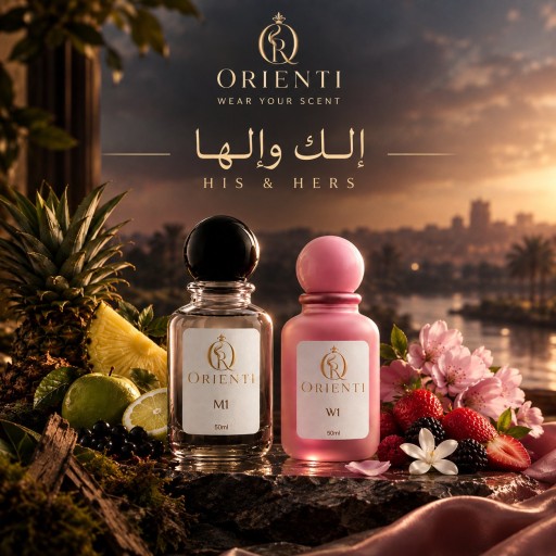 باقة الك والها من Orienti – عطر M1 رجالي مستوحى من Creed Aventus وعطر W1 نسائي مستوحى من Burberry Her Orienti His & Hers Perfume Set – M1 Men’s Inspired by Creed Aventus & W1 Women’s Inspired by Burberry Her, 50ml Each
