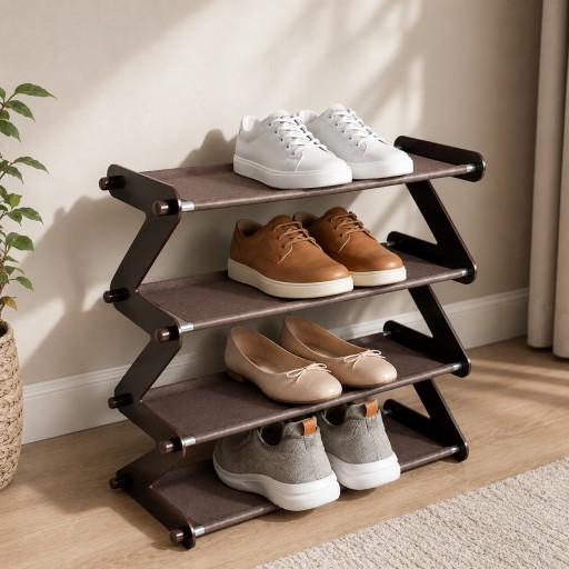 ستاند احذية 4 رفوف شكل حرف Z موديل YH8802-4 YH8802-4 Z-Shaped 4-Tier Shoe Rack