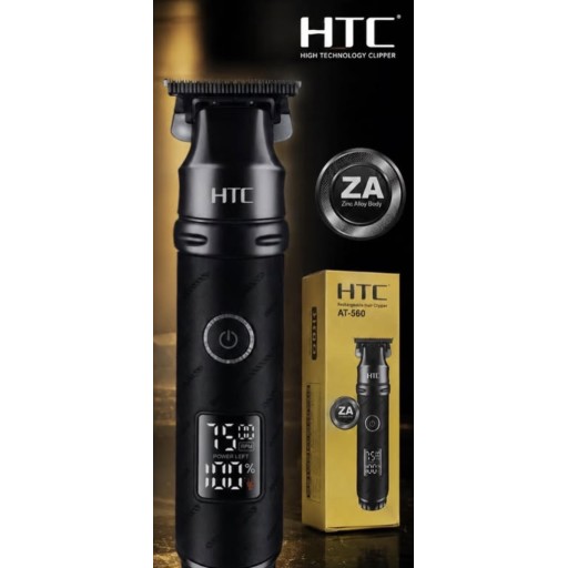 ماكينة حلاقة وتحديد الشعر واللحية صفر بهيكل من سبائك الزنك وشاشة LCD من إتش تي سي HTC Heavy Duty Zinc Alloy Body Professional Zero Cutting Hair & Beard Trimmer with LCD Display (Model: AT-560)