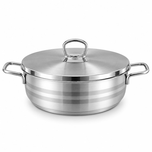 تبسي KARKMOS أسترا برو ستانلس ستيل مع غطاء 24 سم – 3.6 لتر Astra Pro Stainless Steel Casserole with Lid 24 cm – 3.6L