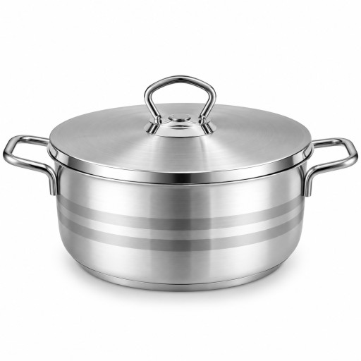 قدر تبسي KARKMOS أسترا برو ستانلس ستيل مع غطاء 28 سم – 5.5 لتر Stainless Steel Casserole with Lid 28 cm – 5.5L