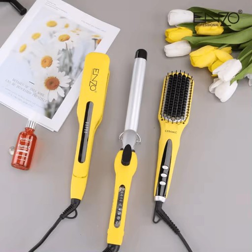 مجموعة تصفيف الشعر 2 في 1 من إنزو ENZO Professional Platinum Collection Duo Hair Styler