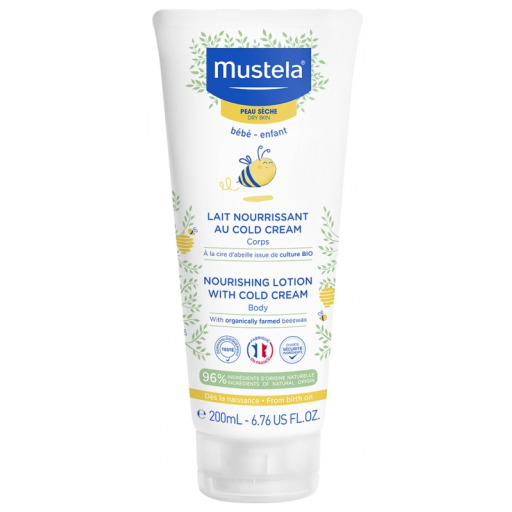 موستيلا حليب مغذي للأطفال مع كولد كريم وشمع النحل 200 مل Mustela Nourishing Milk with Cold Cream & Beeswax 200 ml