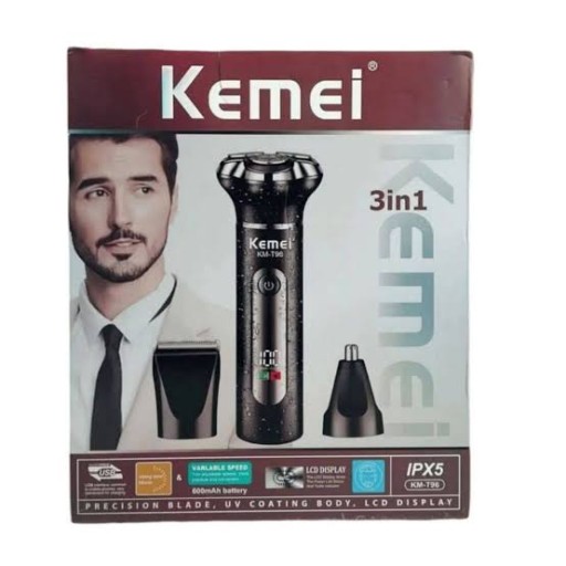 ماكينة الحلاقة والتشذيب المتكاملة 3 في 1 من كيمي Kemei 3-in-1 Professional Grooming Kit
