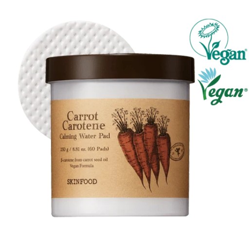 SKINFOOD Carrot Carotene Calming Water Pad شرائح مهدئة للبشرة بالجزر من سكنفود - 60 Pads