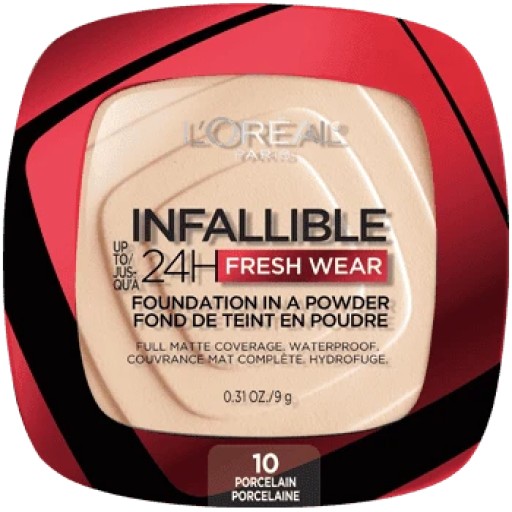 LOREAL INFALLIBLE Up 24H Fresh Wear Foundation In A Powder بودرة الأساس من لوريال بارس - 330 Hazelnut
