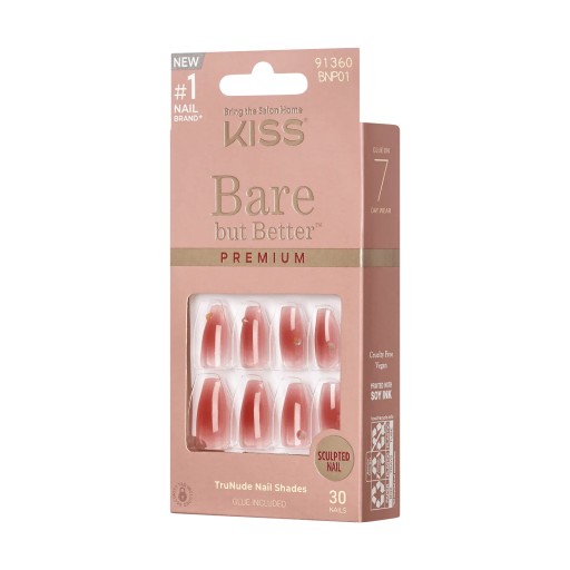 KISS Bare But Better 30 Nails Glue Included BNP01 (Shine)