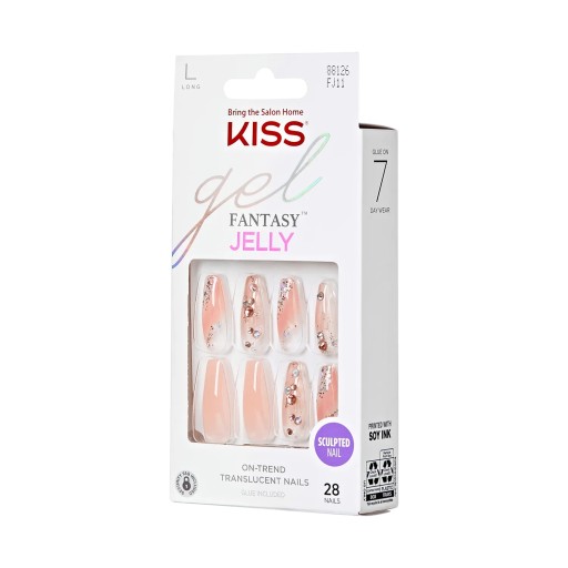 KISS Gel Fantasy Jelly 28 Nails Glue Included FJ11 (Jelly Cat)