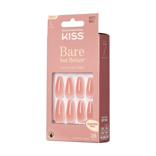 KISS Bare But Better L 28 Nails Glue Included BN03 (Nude Glow)