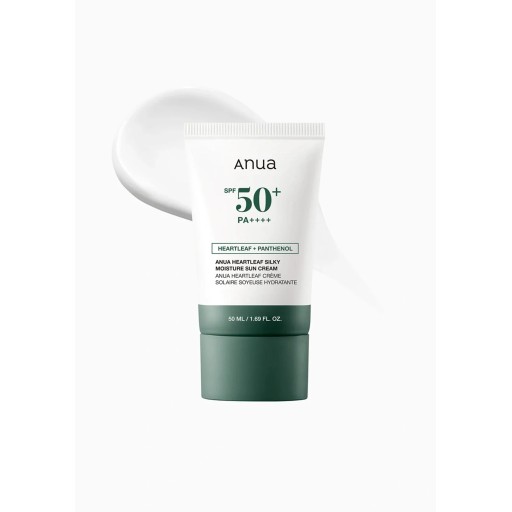 ANUA 50 + PA++++ Heartleaf + panthenol Silky Moisture Sun Cream كريم الحماية من الشمس بعشبة الهارتليف والبانثينول من انوا