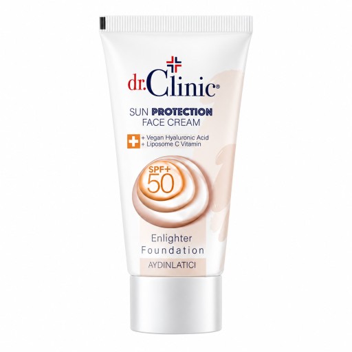 كريم دكتور كلينيك واقي شمس للوجه مع تأثير كريم أساس SPF 50+ – 50 مل Dr.Clinic Sun Protection Face Cream Enlighter Foundation SPF 50+ – 50 ml