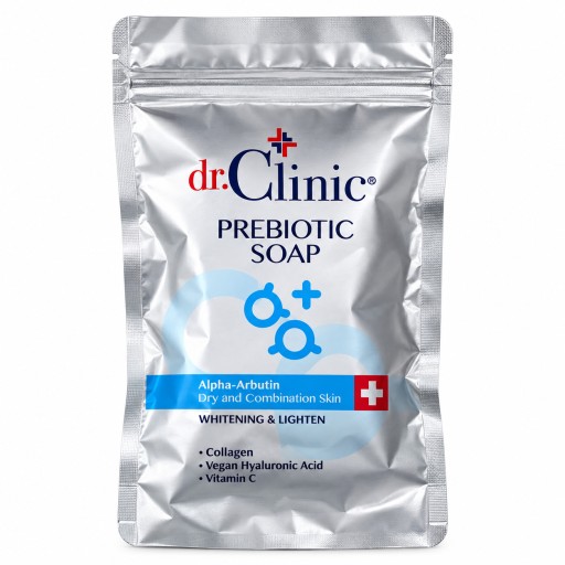 صابونة دكتور كلينك بريبايوتك ألفا أربوتين للبشرة الجافة والمختلطة 100 غم Dr. Clinic Prebiotic Soap Alpha-Arbutin for Dry & Combination Skin 100g