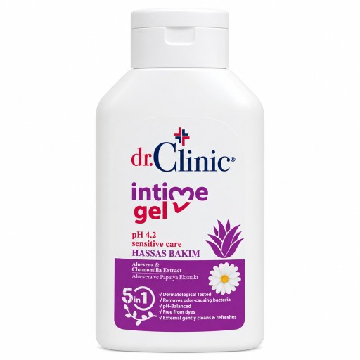 جل دكتور كلينك للعناية الحساسة بالصبار والبابونج pH 4.2 Dr. Clinic Intime Gel Sensitive Care Aloe Vera & Chamomilla Extract pH 4.2