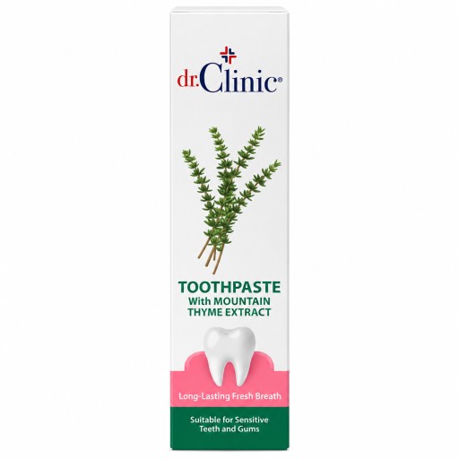 معجون أسنان دكتور كلينك بخلاصة الزعتر الجبلي للأسنان واللثة الحساسة 75 مل Dr. Clinic Toothpaste With Mountain Thyme Extract 75ml