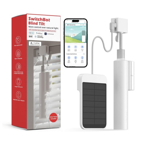 متحكم ستائر افقية سمارت SwitchBot Blind Tilt Motorized & Solar Powered Smart Electric Blinds SwitchBot Blind Tilt Motorized & Solar Powered Smart Electric Blinds