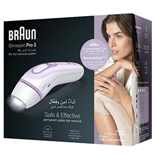 جهاز إزالة الشعر بالليزر المنزلي براون سيلك إكسبيرت برو 3 IPL للنساء - موديل PL3011 Braun Silk.Expert Pro 3 IPl Hair Removal System PL3011