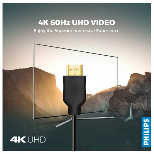 كيبل HDMI 2.0 بدقة 4K وتردد 60 هرتز بطول 1.5 متر Philips HDMI 2.0 Cable 4K 60Hz 1.5M