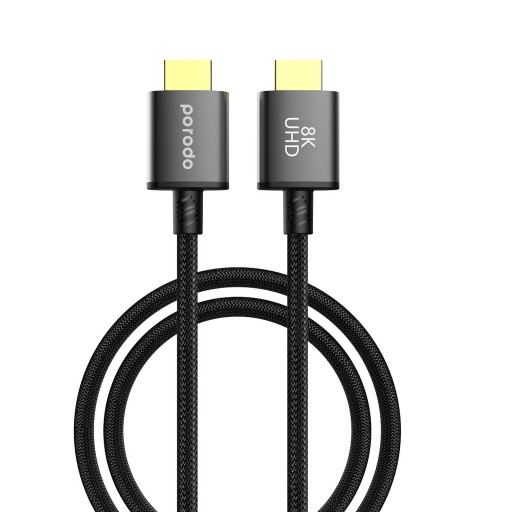 كابل بورودو إتش دي إم آي مضفر دقة 8K فائقة الوضوح بطول 3 أمتار - لون أسود Porodo 8K Ultra HD Braided HDMI Cable 3M-Black